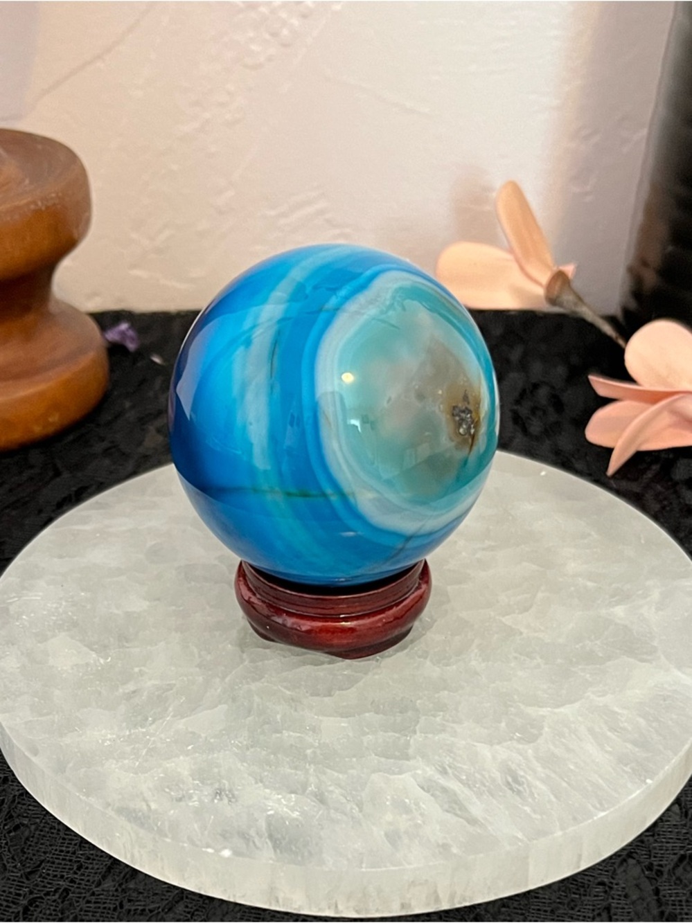 Blue Agate Display Sphere